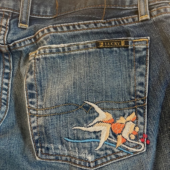 Beautiful Lucky brand dungarees with embroidery. Barely worn. - Picture 3 of 4